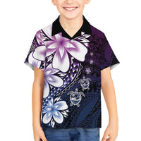 Polynesia Romantic Valentine Family Matching Tank Maxi Dress and Hawaiian Shirt Sea Turtle Couple With Purple Gradient Plumeria LT05 Son's Shirt Purple - Polynesian Pride