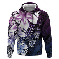 Polynesia Romantic Valentine Hoodie Sea Turtle Couple With Purple Gradient Plumeria LT05 Pullover Hoodie Purple - Polynesian Pride