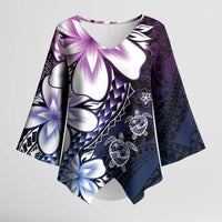 Polynesia Romantic Valentine Kimono Sleeve Blouse Sea Turtle Couple With Purple Gradient Plumeria LT05 Female Purple - Polynesian Pride
