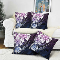 Polynesia Romantic Valentine Pillow Cover Sea Turtle Couple With Purple Gradient Plumeria