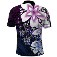 Polynesia Romantic Valentine Polo Shirt Sea Turtle Couple With Purple Gradient Plumeria