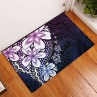 Polynesia Romantic Valentine Rubber Doormat Sea Turtle Couple With Purple Gradient Plumeria LT05 - Polynesian Pride