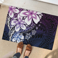 Polynesia Romantic Valentine Rubber Doormat Sea Turtle Couple With Purple Gradient Plumeria LT05 - Polynesian Pride