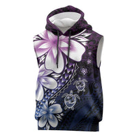Polynesia Romantic Valentine Sleeveless Hoodie Sea Turtle Couple With Purple Gradient Plumeria LT05 Purple - Polynesian Pride