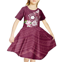 Personalised Cook Island Mangaia Gospel Day Kid Short Sleeve Dress Floral Tribal Pattern