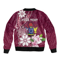 Personalised Cook Island Mangaia Gospel Day Sleeve Zip Bomber Jacket Floral Tribal Pattern