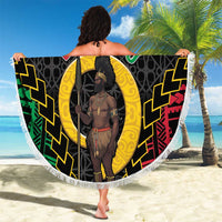 Vanuatu 45th Anniversary Independence Day Beach Blanket Melanesian Warrior With Sand Drawing Pattern LT05