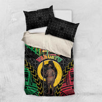 Vanuatu 45th Anniversary Independence Day Bedding Set Melanesian Warrior With Sand Drawing Pattern LT05