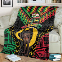 Vanuatu 45th Anniversary Independence Day Blanket Melanesian Warrior With Sand Drawing Pattern LT05