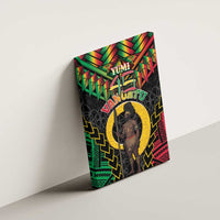 Vanuatu 45th Anniversary Independence Day Canvas Wall Art Melanesian Warrior With Sand Drawing Pattern LT05