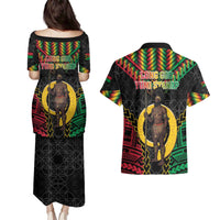 Vanuatu 46th Anniversary Independence Day Couples Matching Puletasi and Hawaiian Shirt Melanesian Warrior With Sand Drawing Pattern LT05 - Polynesian Pride