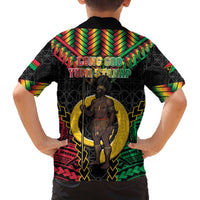 Vanuatu 45th Anniversary Independence Day Family Matching Off The Shoulder Long Sleeve Dress and Hawaiian Shirt Melanesian Warrior With Sand Drawing Pattern LT05