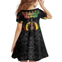 Vanuatu 45th Anniversary Independence Day Family Matching Off Shoulder Short Dress and Hawaiian Shirt Melanesian Warrior With Sand Drawing Pattern LT05