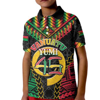 Vanuatu 45th Anniversary Independence Day Kid Polo Shirt Melanesian Warrior With Sand Drawing Pattern LT05