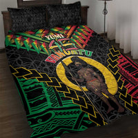 Vanuatu 45th Anniversary Independence Day Quilt Bed Set Melanesian Warrior With Sand Drawing Pattern LT05