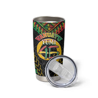 Vanuatu 46th Anniversary Independence Day Tumbler Cup Melanesian Warrior With Sand Drawing Pattern LT05 - Polynesian Pride