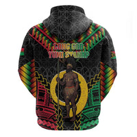 Vanuatu 46th Anniversary Independence Day Zip Hoodie Melanesian Warrior With Sand Drawing Pattern LT05 - Polynesian Pride