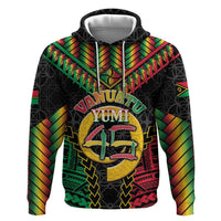 Vanuatu 46th Anniversary Independence Day Zip Hoodie Melanesian Warrior With Sand Drawing Pattern LT05 - Polynesian Pride