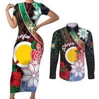 Personalised Vanuatu Shefa Day Couples Matching Short Sleeve Bodycon Dress and Long Sleeve Button Shirt Floral Pattern