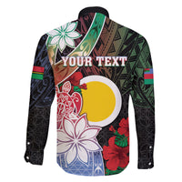 Personalised Vanuatu Shefa Day Family Matching Long Sleeve Bodycon Dress and Hawaiian Shirt Floral Pattern