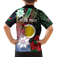 Personalised Vanuatu Shefa Day Family Matching Off The Shoulder Long Sleeve Dress and Hawaiian Shirt Floral Pattern LT05 - Polynesian Pride