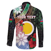 Personalised Vanuatu Shefa Day Family Matching Off The Shoulder Long Sleeve Dress and Hawaiian Shirt Floral Pattern LT05 - Polynesian Pride