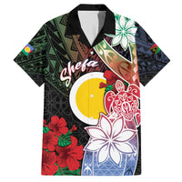 Personalised Vanuatu Shefa Day Family Matching Puletasi and Hawaiian Shirt Floral Pattern LT05 Dad's Shirt - Short Sleeve Black - Polynesian Pride