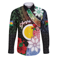 Personalised Vanuatu Shefa Day Family Matching Short Sleeve Bodycon Dress and Hawaiian Shirt Floral Pattern LT05 Dad's Shirt - Long Sleeve Black - Polynesian Pride