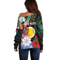 Personalised Vanuatu Shefa Day Off Shoulder Sweater Floral Pattern