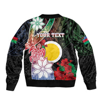 Personalised Vanuatu Shefa Day Sleeve Zip Bomber Jacket Floral Pattern LT05 - Polynesian Pride