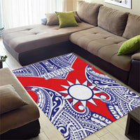 Taiwan Area Rug Austronesian Tribal Tattoo Red - Polynesian Pride