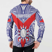 Personalised Taiwan Button Sweatshirt Austronesian Tribal Tattoo Red - Polynesian Pride