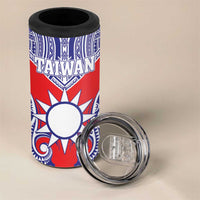 Personalised Taiwan 4 in 1 Can Cooler Tumbler Austronesian Tribal Tattoo Red - Polynesian Pride