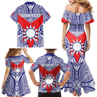 Personalised Taiwan Family Matching Mermaid Dress and Hawaiian Shirt Austronesian Tribal Tattoo Red - Polynesian Pride