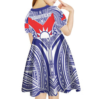 Personalised Taiwan Kid Short Sleeve Dress Austronesian Tribal Tattoo Red - Polynesian Pride