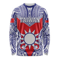 Personalised Taiwan Long Sleeve Shirt Austronesian Tribal Tattoo Red - Polynesian Pride