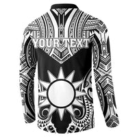 Personalised Taiwan Button Sweatshirt Austronesian Tribal Tattoo Black LT05 - Polynesian Pride