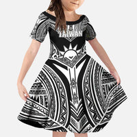 Personalised Taiwan Family Matching Mermaid Dress and Hawaiian Shirt Austronesian Tribal Tattoo Black - Polynesian Pride