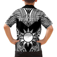 Personalised Taiwan Kid Hawaiian Shirt Austronesian Tribal Tattoo Black - Polynesian Pride
