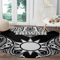 Taiwan Round Carpet Austronesian Tribal Tattoo Black - Polynesian Pride