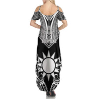 Personalised Taiwan Summer Maxi Dress Austronesian Tribal Tattoo Black - Polynesian Pride