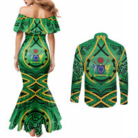 Cook Islands Constitution Day Couples Matching Mermaid Dress and Long Sleeve Button Shirt 60th Anniversary - Polynesian Pride