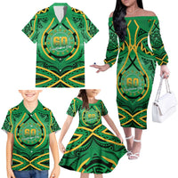 Cook Islands Constitution Day Family Matching Off The Shoulder Long Sleeve Dress and Hawaiian Shirt 60th Anniversary - Polynesian Pride