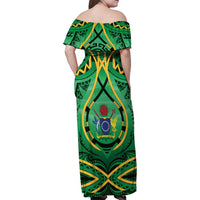 Cook Islands Constitution Day Family Matching Off Shoulder Maxi Dress and Hawaiian Shirt 60th Anniversary - Polynesian Pride
