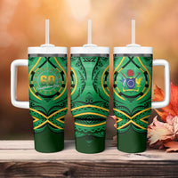 Cook Islands Constitution Day Tumbler With Handle 60th Anniversary - Polynesian Pride