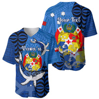 Personalized Tonga Vavau Baseball Jersey Humpback Whale Coat Of Arms With Ngatu Pattern LT05 - Polynesian Pride