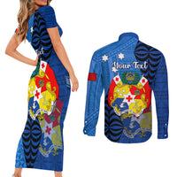 Personalized Tonga Vavau Couples Matching Short Sleeve Bodycon Dress and Long Sleeve Button Shirts Humpback Whale Coat Of Arms With Ngatu Pattern LT05 - Polynesian Pride