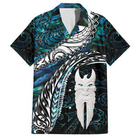 New Zealand Aotearoa Family Matching Off The Shoulder Long Sleeve Dress and Hawaiian Shirt Maori Hei Rehua Paua Shell Glitter Green LT05 Dad's Shirt - Short Sleeve Green - Polynesian Pride