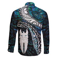 New Zealand Aotearoa Family Matching Off The Shoulder Long Sleeve Dress and Hawaiian Shirt Maori Hei Rehua Paua Shell Glitter Green LT05 - Polynesian Pride