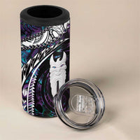 New Zealand Aotearoa 4 in 1 Can Cooler Tumbler Maori Hei Rehua Paua Shell Glitter Purple